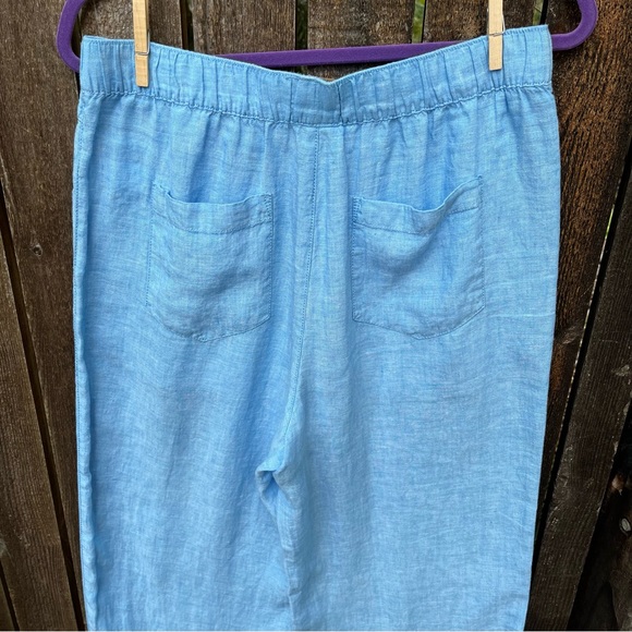 Cynthia Rowley 100% Linen Wide Leg Crop Pants In Light Blue Sz L - Picture 7 of 14
